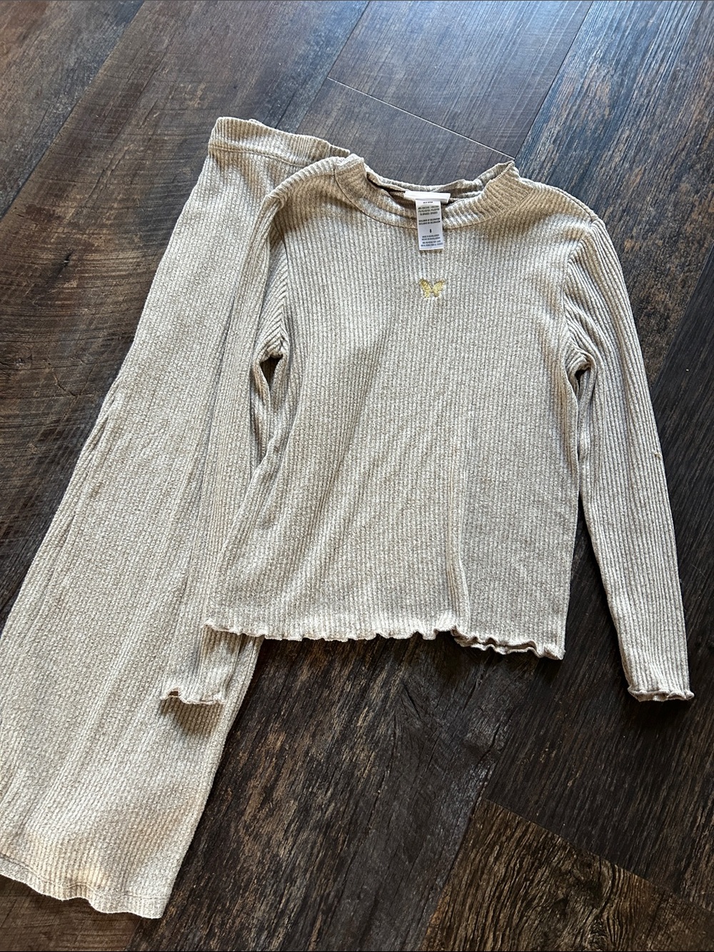 Rachel Zoe Girls Cream Ribbed Set - Picture 3 of 3
